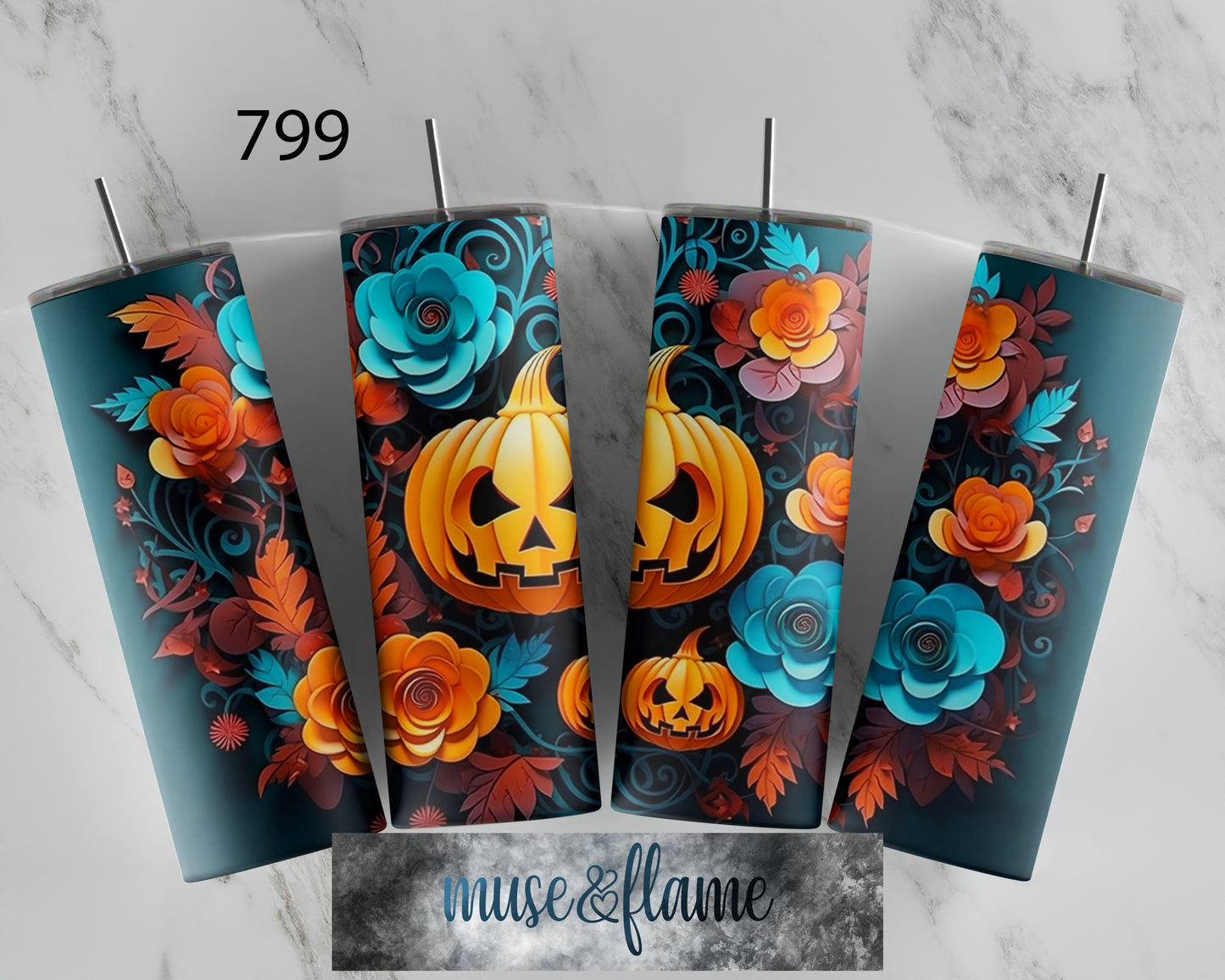 Floral Pumpkins. RTP Sublimation Tumbler Wrap, 30 oz, 20 oz, 15oz, 12 oz, Sublimation Print