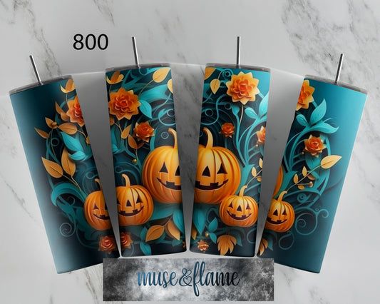 Floral Pumpkins. RTP Sublimation Tumbler Wrap, 30 oz, 20 oz, 15oz, 12 oz, Sublimation Print