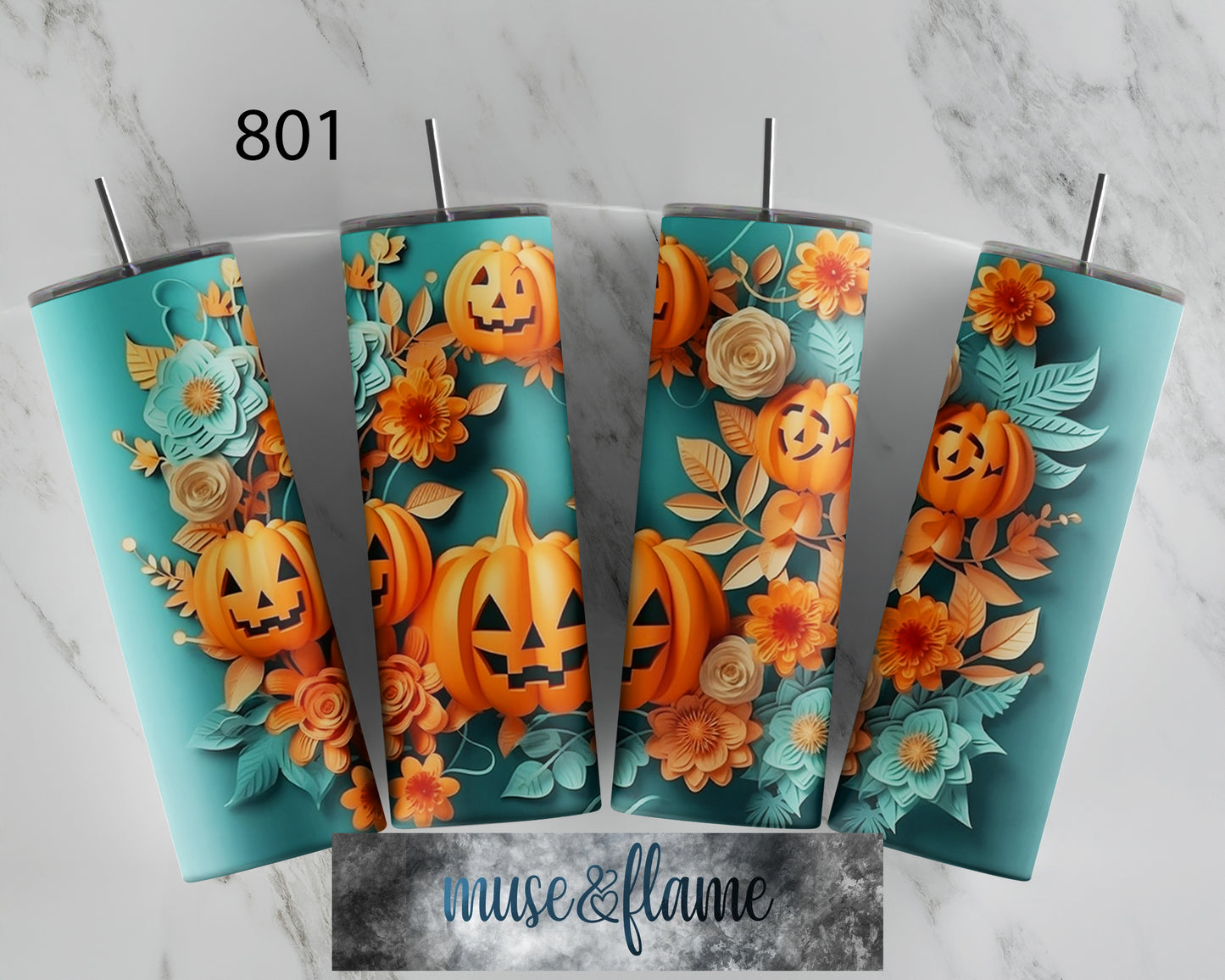 Floral Pumpkins. RTP Sublimation Tumbler Wrap, 30 oz, 20 oz, 15oz, 12 oz, Sublimation Print