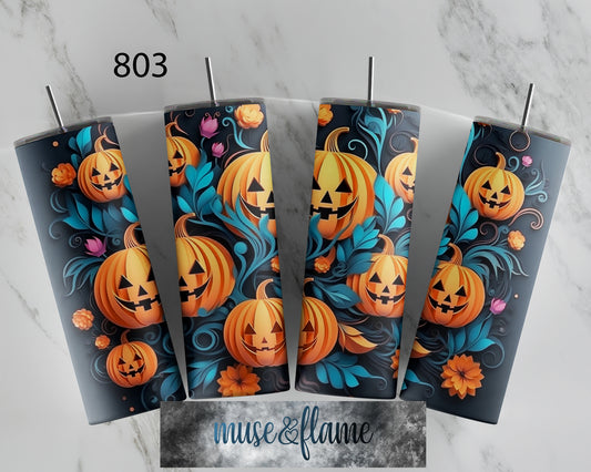 Floral Pumpkins. RTP Sublimation Tumbler Wrap, 30 oz, 20 oz, 15oz, 12 oz, Sublimation Print