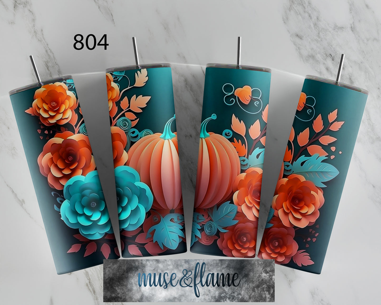 Floral Pumpkins. RTP Sublimation Tumbler Wrap, 30 oz, 20 oz, 15oz, 12 oz, Sublimation Print