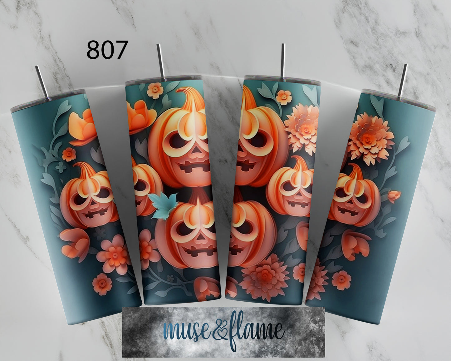 Floral Pumpkins, RTP Sublimation Tumbler Wrap, 30 oz, 20 oz, 15oz, 12 oz, Sublimation Print