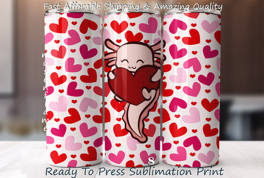 Cute Axoltl, RTP Sublimation Tumbler Wrap, 30 oz, 20 oz, 15oz, 12 oz, Sublimation Print